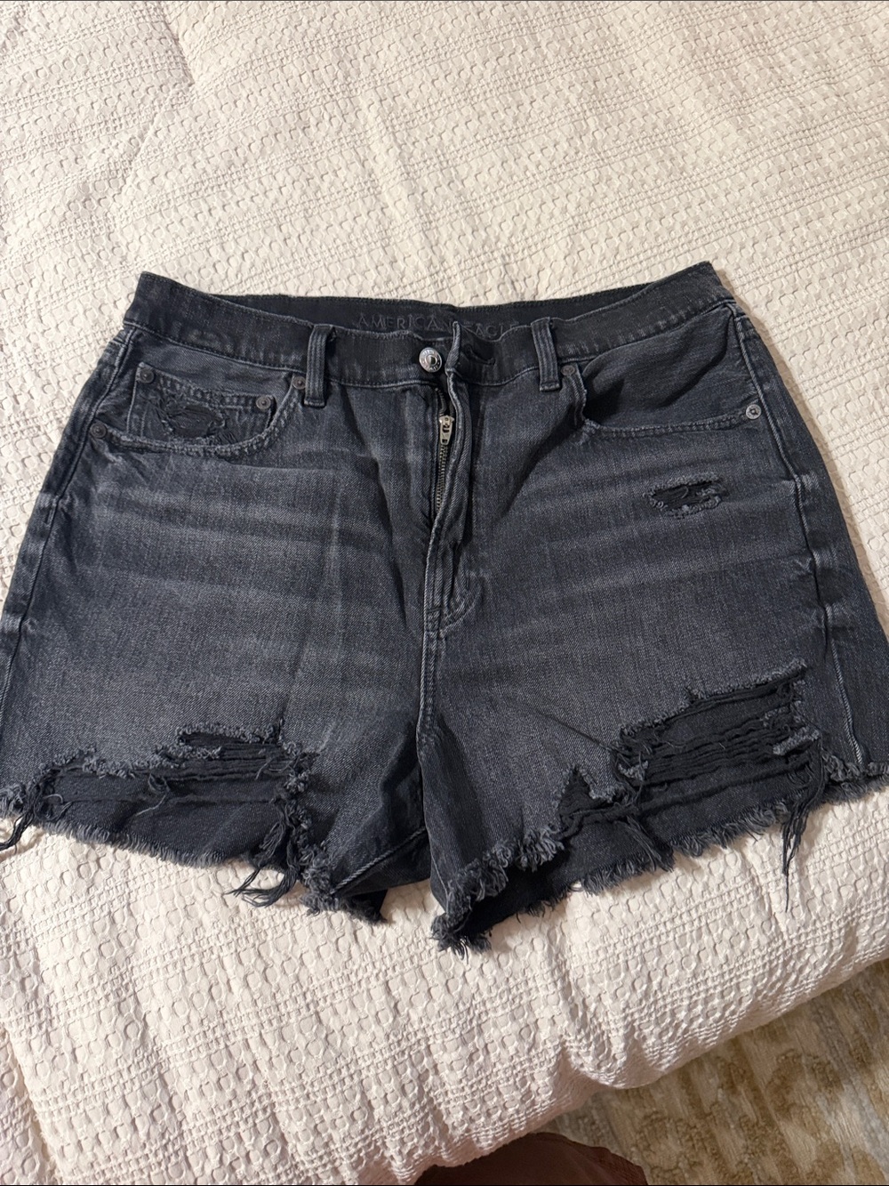 American Eagle Outfitters Black Distressed Jean Shorts